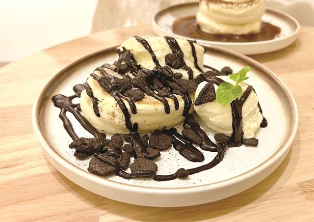 Lovely soufflé pancakes at NuAge Café
