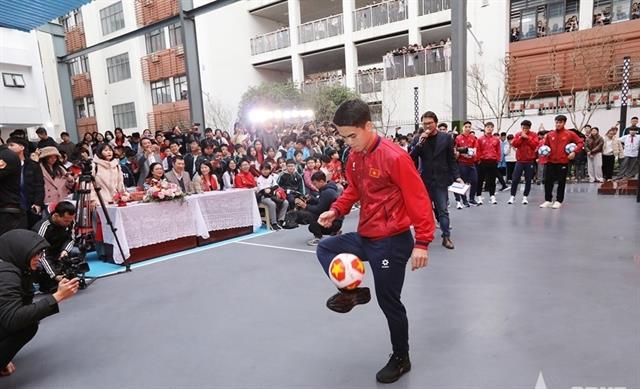 Young footballers share stories to fuel students dreams