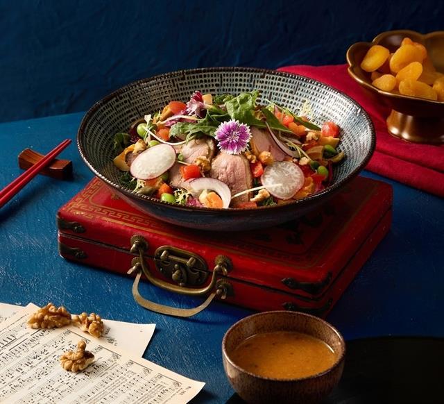 Homemade smoked duck salad